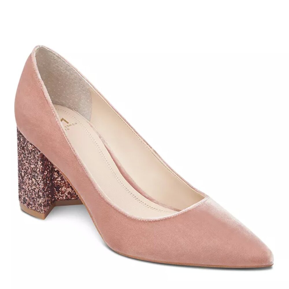 Marc Fisher LTD. Women's Zack Velvet & Glitter Block Heel Pumps Size 7